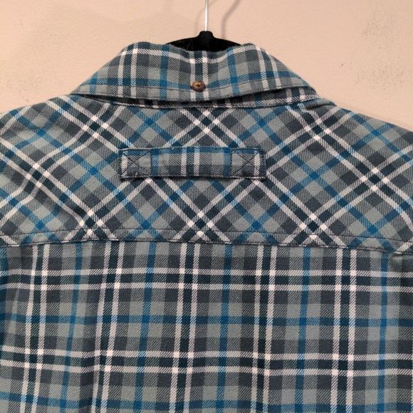 Duluth Mens Free Swingin Wicking Flannel Shirt Size L Blue Button LS Lightweight - Picture 8 of 14